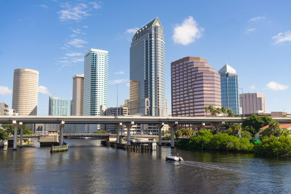 Downtown Tampa City Skyline and Waterways of Tampa Florida